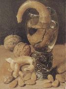 Georg Flegel Style life with wine glass and pretzel china oil painting artist